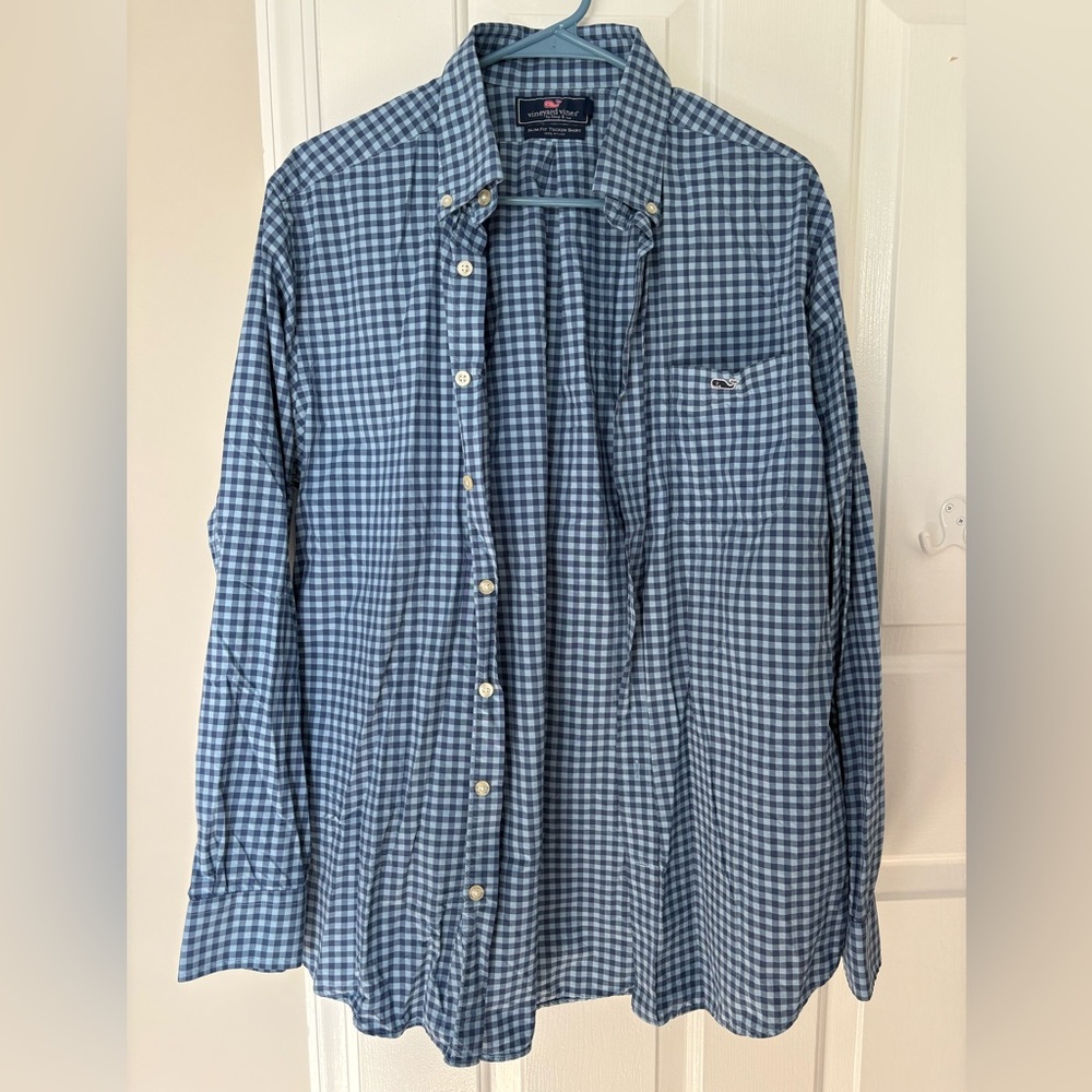 Vineyard Vines Blue Gingham Button Down Shirt